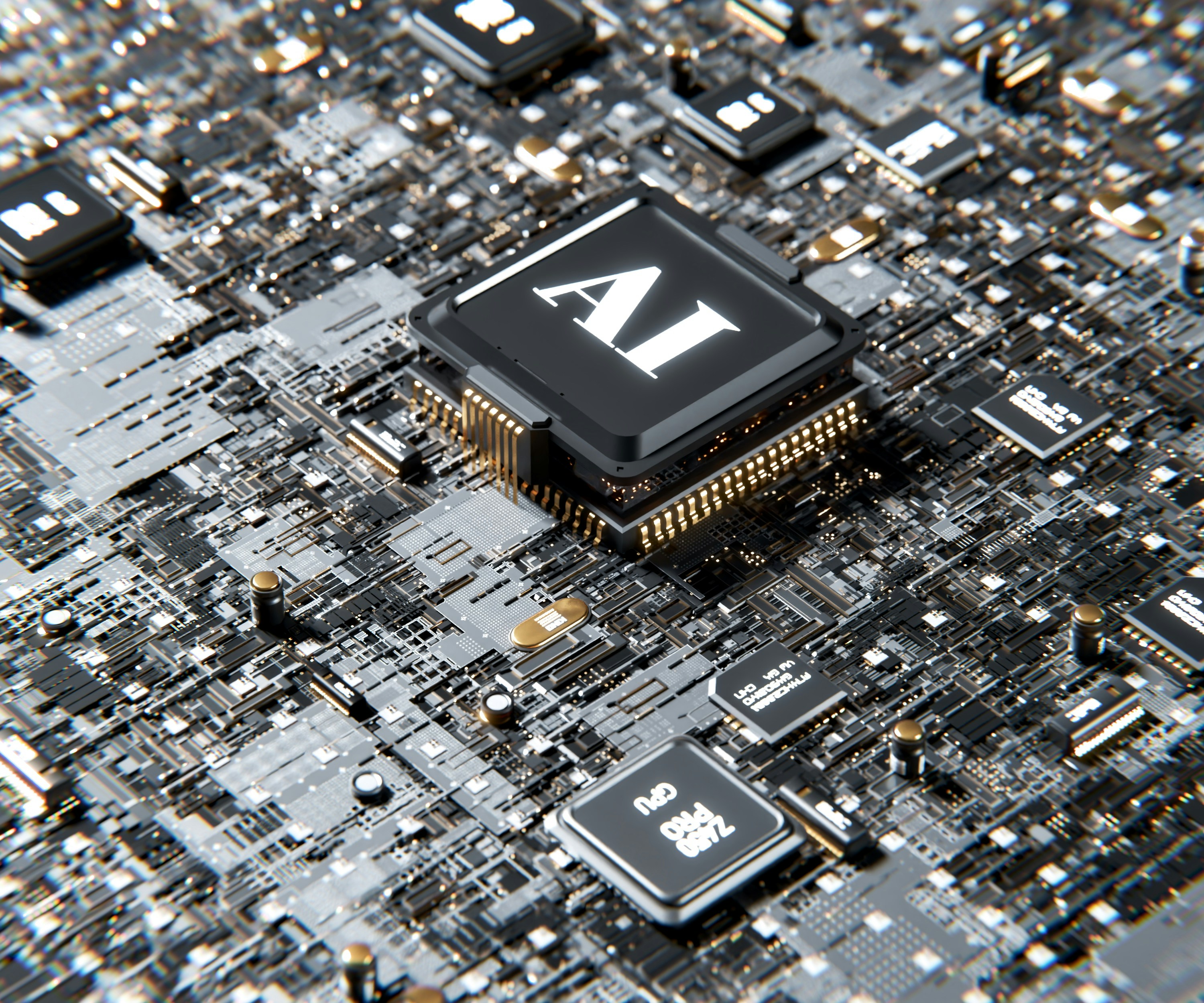 AI Processor Chip on Circuit Board